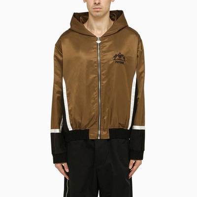 Shop Just Don Hooded Bomber In Brown Nylon