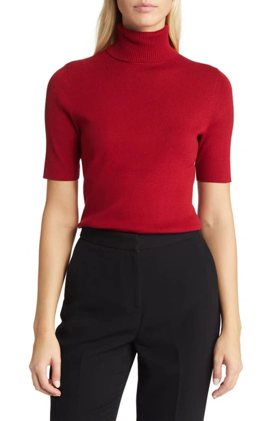 Shop Anne Klein Ribbed Turtleneck Sweater In Titan Red