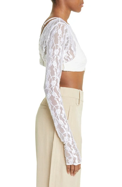 Jacquemus Le Haut Musu Sheer Lace Crop Top In White