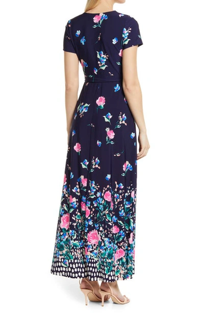 Shop Eliza J Floral Print Faux Wrap Maxi Dress In Nmu