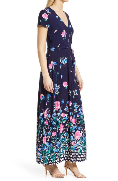 Shop Eliza J Floral Print Faux Wrap Maxi Dress In Nmu