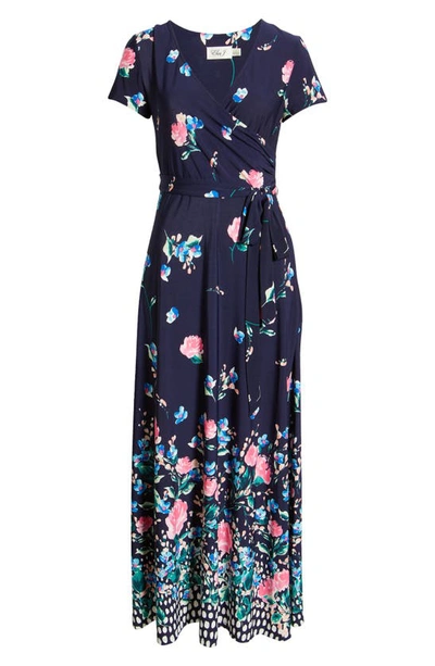 Shop Eliza J Floral Print Faux Wrap Maxi Dress In Nmu