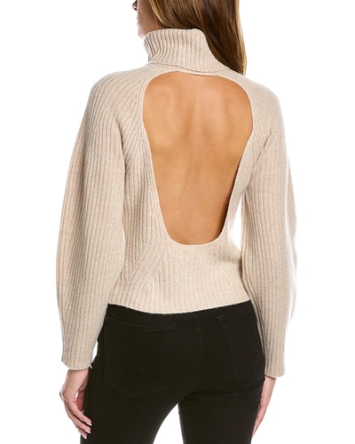 Vince Open Back Turtleneck Cashmere Sweater In Grey