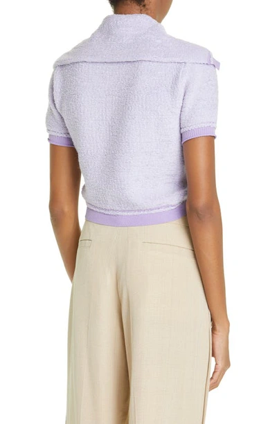 Shop Jacquemus Le Campana Short Sleeve Crop Cardigan In Light Purple