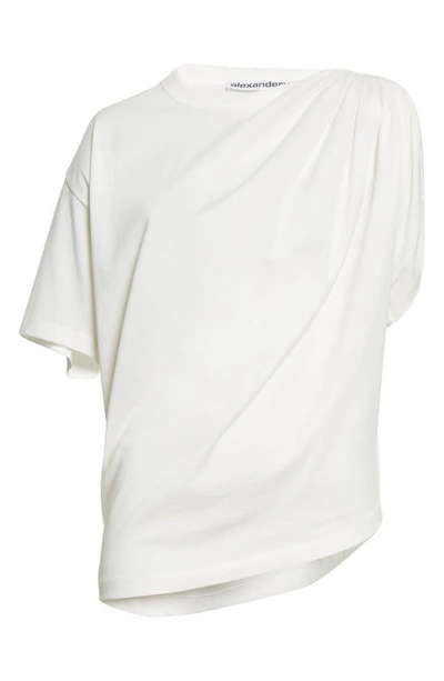 Shop Alexander Wang One Shoulder Draped T-shirt In Off White