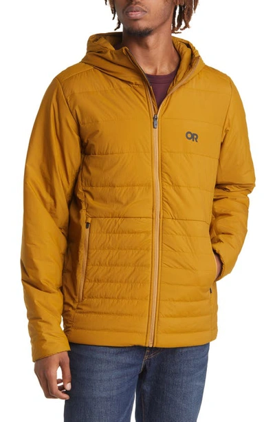 Shop Outdoor Research Shadow Quilted Hooded Jacket In Tapenade
