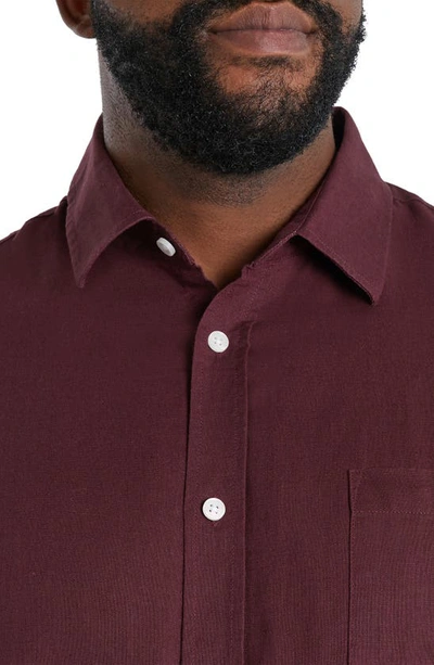 Shop Johnny Bigg Anders Linen Blend Button-up Shirt In Merlot