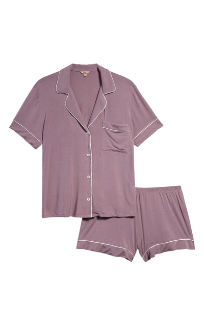 Shop Eberjey Gisele Relaxed Fit Jersey Short Pajamas In Amethyst/ Ivory