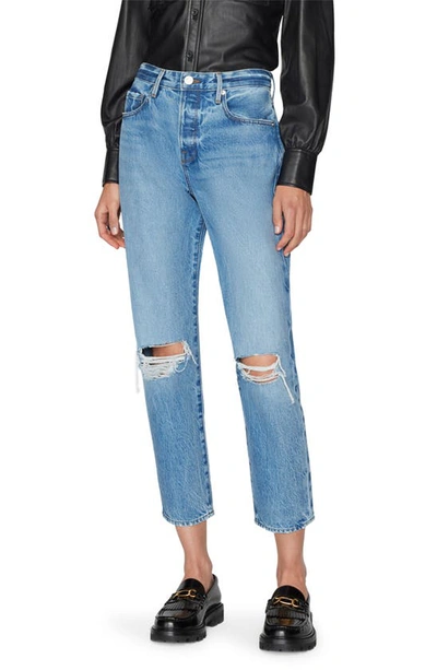 Shop Frame Le Original Ripped High Waist Crop Jeans In Nomad