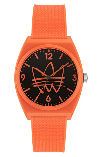 Shop Adidas Originals Project Two Resin Rubber Strap Watch, 38mm In Orange/ Black/ Orange