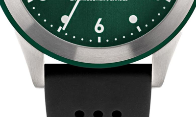 Shop Adidas Originals Code Three Silicone Strap Watch, 40mm In Silver/ Green/ Black