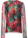 Jason Wu Floral Print Silk Chiffon Blouse In Black-multi