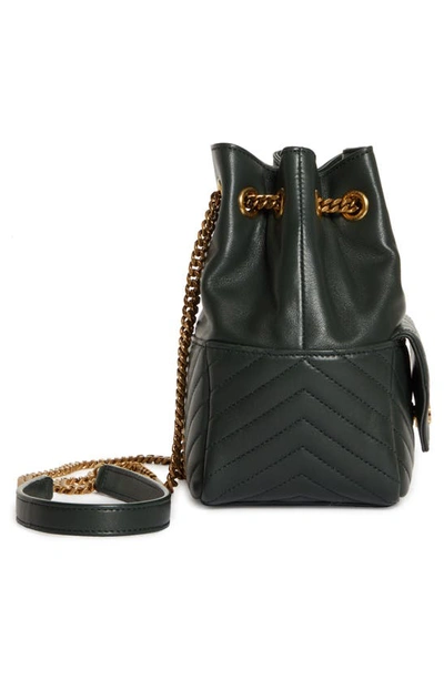 Saint Laurent Mini Joy Matelassé Leather Bucket Bag in 3045 New Vert Fonce