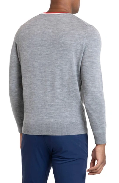 Shop Redvanly Robinson Tipped Wool Golf Crewneck Sweater In Iron