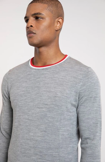 Shop Redvanly Robinson Tipped Wool Golf Crewneck Sweater In Iron