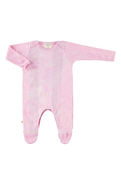 Shop Paigelauren Ribbed Cotton & Modal Footie In Marble Pink