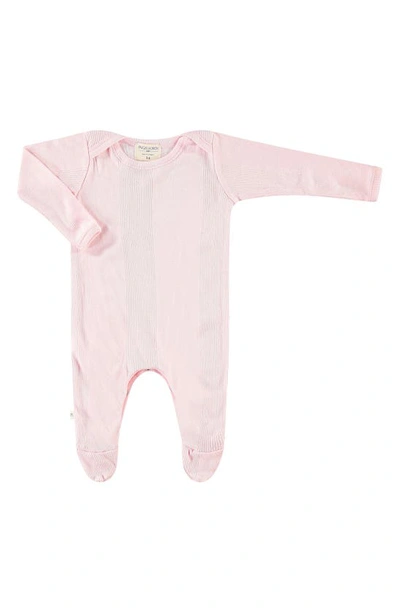 Shop Paigelauren Ribbed Cotton & Modal Footie In Light Pink