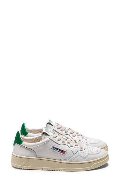 Shop Autry Medalist Low Sneaker In White Leather/ Green