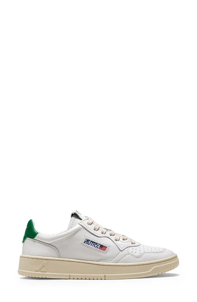 Shop Autry Medalist Low Sneaker In White Leather/ Green