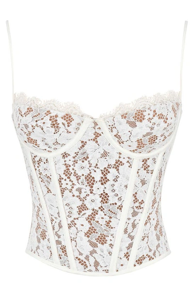 Shop House Of Cb Mila Floral Lace Underwire Corset Camisole In Ivory