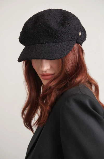 Helen Kaminski Vicky Bouclé Wool-blend Baker Boy Cap In Black