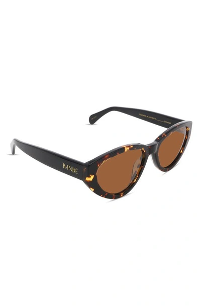 Shop Banbe The Hart Polarized Cat Eye Sunglasses In Amber Tort Black
