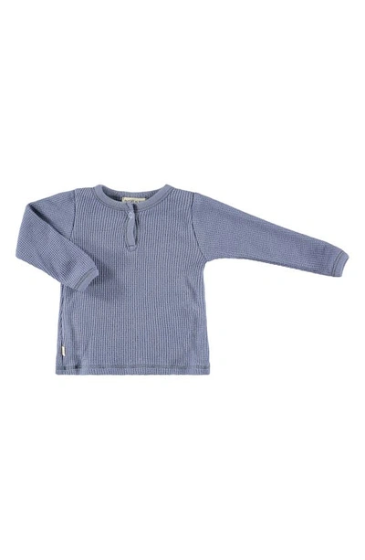 Shop Paigelauren Thermal Organic Cotton & Modal Long Sleeve Henley & Joggers Set In Blue