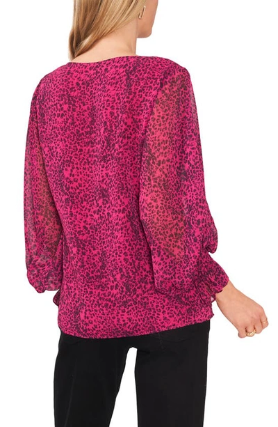 Shop Vince Camuto Animal Print Balloon Sleeve Blouse In Pomegrante Pink