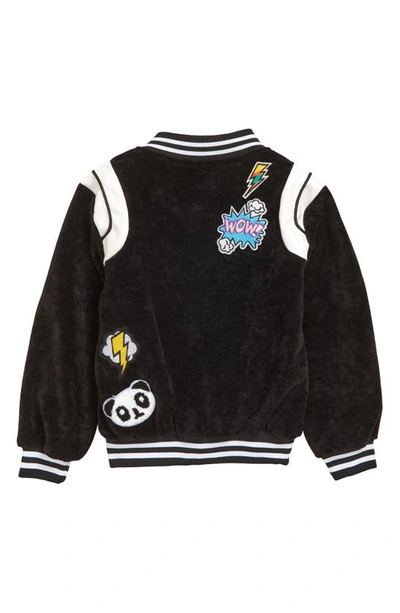 Shop Lola & The Boys Kids' Embellished Varsity Bomber Jacket In Black