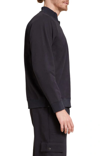 Shop Barefoot Dreams Malibu Collection® Pima Cotton Fleece Half Zip Sweatshirt In Black