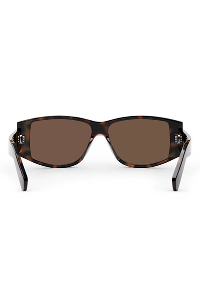 Shop Celine Triomphe 63mm Rectangular Sunglasses In Blonde Havana / Brown