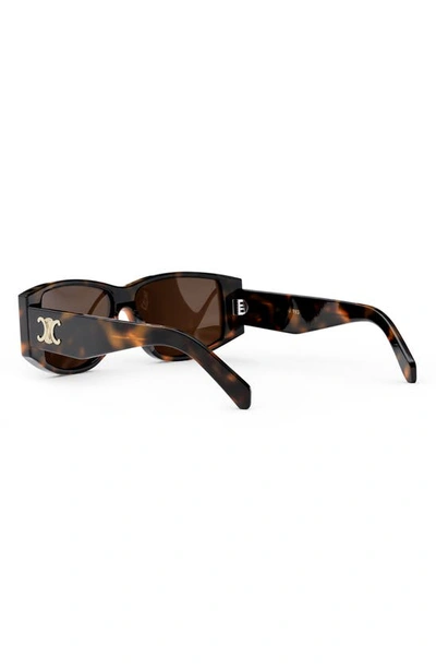 Shop Celine Triomphe 63mm Rectangular Sunglasses In Blonde Havana / Brown