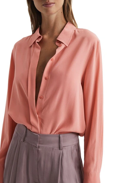 Shop Reiss Eden Silk Shirt In Pink