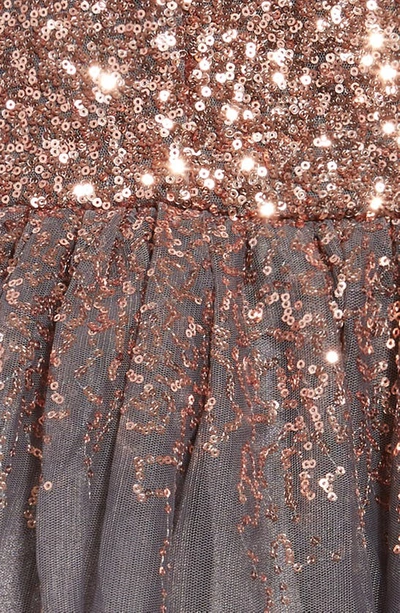 Shop Zunie Kids' Sequin Reverse Border Skirt Dress In Charcoal Rose Gold
