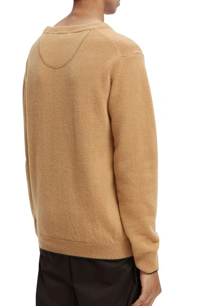 Shop Scotch & Soda Tipped Recycled Cashmere & Wool Crewneck Sweater In 0610-sand Melange