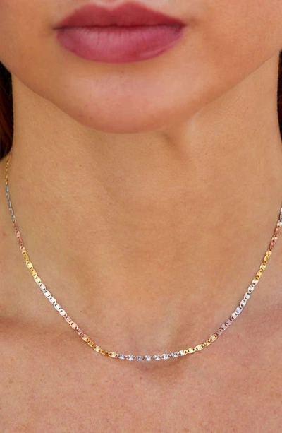 Savvy Cie Jewels Mixed Metallic Link Necklace In Yellow