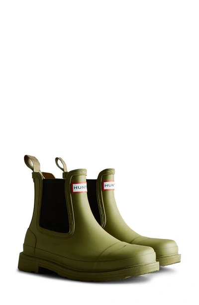 Shop Hunter Commando Waterproof Chelsea Boot In Utility Green