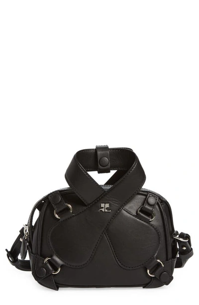 Shop Courrèges Loop Leather Crossbody Bag In Black