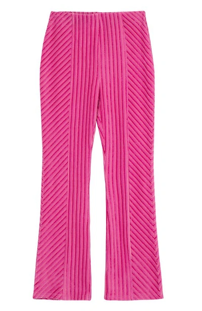 Shop Truce Kids' Rib Velour Flare Pants In Dark Pink