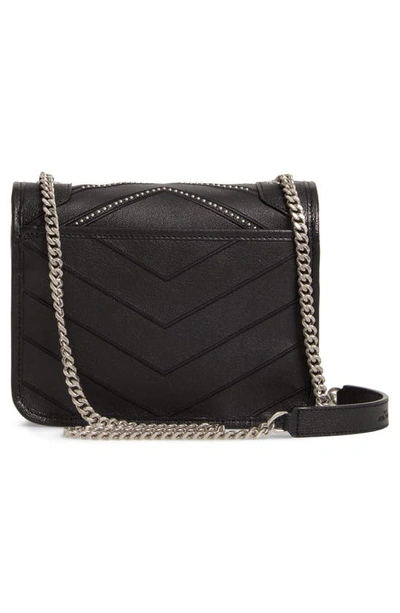 Shop Saint Laurent Niki Studded Lambskin Wallet On A Chain In Noir