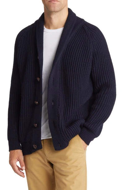 Shop Peregrine Wilkinson Shawl Collar Wool Cardigan In Navy