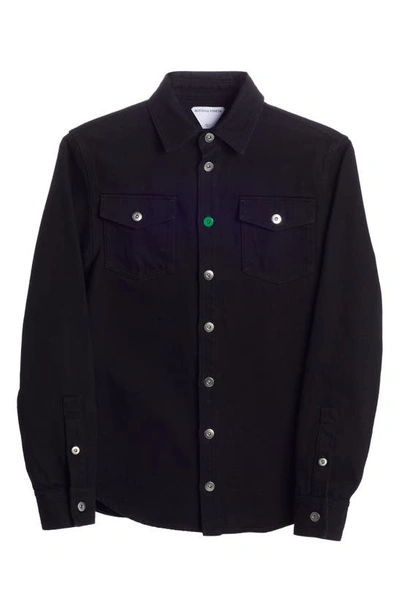 Shop Bottega Veneta Parakeet Denim Button-up Shirt In Black
