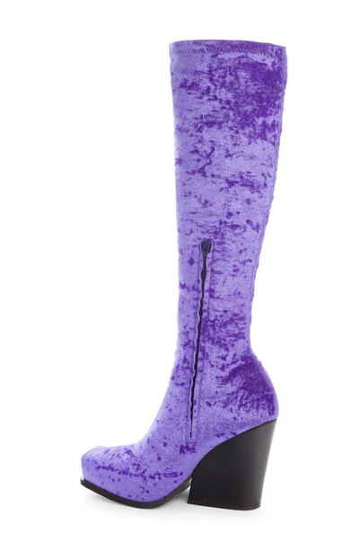 Shop Stella Mccartney Cowboy Velvet Tall Boot In 5102 - Violet