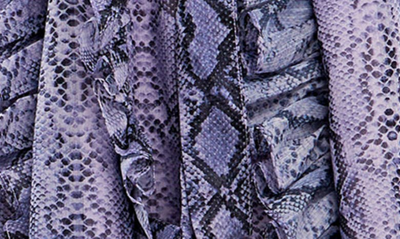 Endless Rose Snakeskin Print Ruffled Button Front Dress In Purple Multi