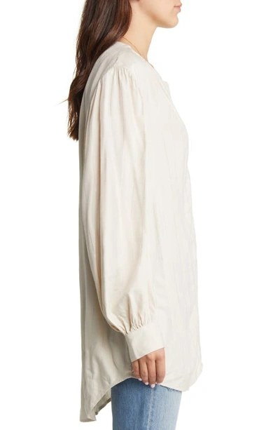 Treasure & Bond Metallic Plaid Long Sleeve Blouse In Grey Moonbeam