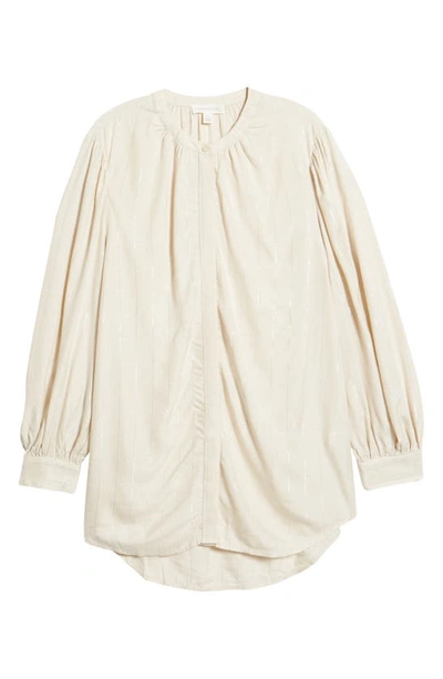 Treasure & Bond Metallic Plaid Long Sleeve Blouse In Grey Moonbeam