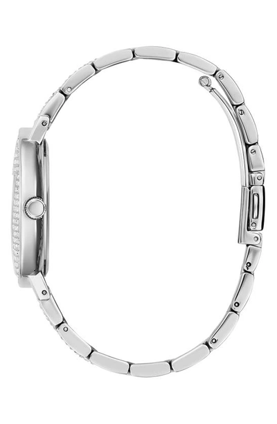 Shop Guess Crystal Pavé Bracelet Watch, 36mm In Silver/silver/silver