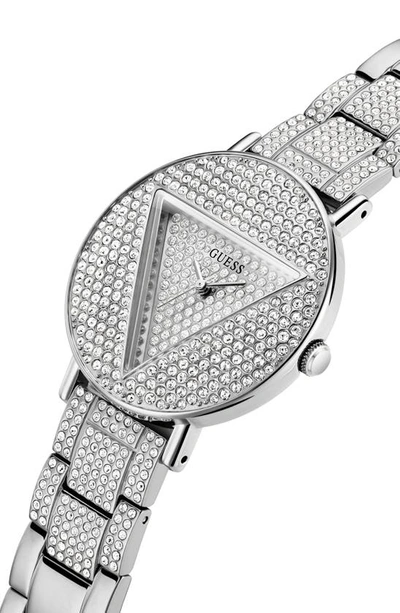 Shop Guess Crystal Pavé Bracelet Watch, 36mm In Silver/silver/silver