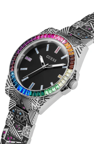Shop Guess Multicolor Crystal Bracelet Watch, 42mm In Black/black/black