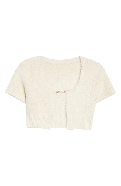 Shop Jacquemus La Maille Neve Fluffy Crop Cardigan In Off-white